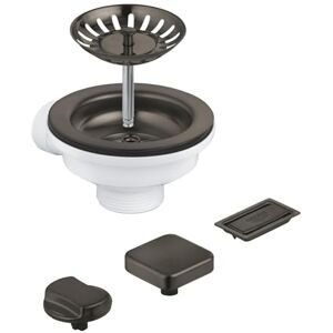 Grohe Pop-Up Waste Set for One-Bowl Kitchen Sink (with 2 Remote Control Knobs: Round & Square, Overflow Cover and Basket Strainer), Brushed Anthracite, 40996AL0 Grohe Pop-Up Waste Set for One-Bowl Kitchen Sink (with 2 Remote Control Knobs: Round & Square, Overflow Cover and Basket Strainer), Brushed Anthracite, 40996AL0