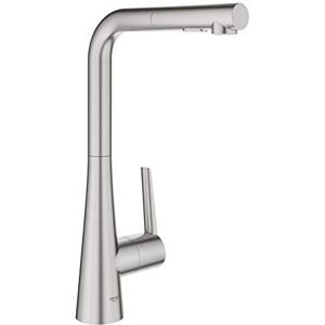 Grohe Zedra Kitchen Tap Single-Lever Sink Mixer, High L-Spout with Pull-Out Comfort Shower Head and 2 Spray Options, 360° Swivel Range, Stainless Steel Look 32553DC2 Grohe Zedra Kitchen Tap Single-Lever Sink Mixer, High L-Spout with Pull-Out Comfort Shower Head and 2 Spray Options, 360° Swivel Range, Stainless Steel Look 32553DC2