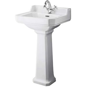 Hudson Reed Old London CCR032 Richmond Traditional Bathroom 1 Tap Hole Basin Sink and Comfort Height Full Pedestal, 500mm, White Hudson Reed Old London CCR032 Richmond Traditional Bathroom 1 Tap Hole Basin Sink and Comfort Height Full Pedestal, 500mm, White