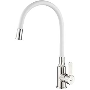 Ibergrif , White Kitchen Tap with Flex Spout, Monobloc Sink Mixer, Brushed Stainless Steel, M22119-3 Grey/White Ibergrif , White Kitchen Tap with Flex Spout, Monobloc Sink Mixer, Brushed Stainless Steel, M22119-3 Grey/White