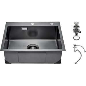 VEVOR 55cm Kitchen Sink Workstation, 304 Stainless Steel Top Mount Sinks, Drop-in Single Bowl Farmhouse Basin with Accessories, Household Dishwasher Sinks for RV, Prep Kitchen, and Bar (Black) VEVOR 55cm Kitchen Sink Workstation, 304 Stainless Steel Top Mount Sinks, Drop-in Single Bowl Farmhouse Basin with Accessories, Household Dishwasher Sinks for RV, Prep Kitchen, and Bar (Black)