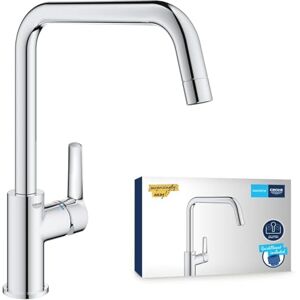 Grohe QUICKFIX Start – Kitchen Sink 1 Lever Mixer Tap (High U-Spout, 150° Swivel Area, 1 Hole Installation, 28 mm Ceramic Cartridge, Tails 3/8 Inch, QuickMount Included), Size 310 mm, Chrome, 30470000 Grohe QUICKFIX Start – Kitchen Sink 1 Lever Mixer Tap (High U-Spout, 150° Swivel Area, 1 Hole Installation, 28 mm Ceramic Cartridge, Tails 3/8 Inch, QuickMount Included), Size 310 mm, Chrome, 30470000