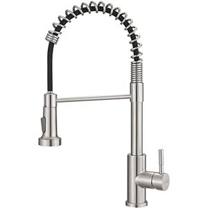 GIMILI Kitchen Faucet with Pull Down Sprayer Commercial Single Handle Lever Spring Kitchen Sink Faucet Brushed Nickel GIMILI Kitchen Faucet with Pull Down Sprayer Commercial Single Handle Lever Spring Kitchen Sink Faucet Brushed Nickel