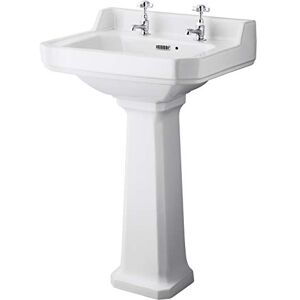 Hudson Reed 560mm Wash Basin Comfort Height Pedestal - Bathroom Sink Hudson Reed 560mm Wash Basin Comfort Height Pedestal - Bathroom Sink