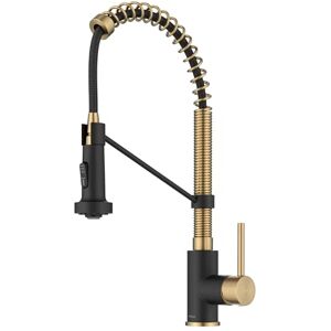Kraus Bolden Commercial Style Pull-Down Single Handle 18-Inch Kitchen Faucet in Brushed Brass/Matte Black Kraus Bolden Commercial Style Pull-Down Single Handle 18-Inch Kitchen Faucet in Brushed Brass/Matte Black