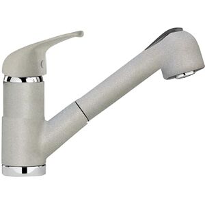 Schock Omega Mixer with Shower, Single Lever with Swivel Spout and Pull-Out Double Jet Hand, Colour New Aluminia, h177.5 mm Schock Omega Mixer with Shower, Single Lever with Swivel Spout and Pull-Out Double Jet Hand, Colour New Aluminia, h177.5 mm