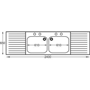 Franke E20618D Stainless Steel Double Bowl Sink, Self Assembly, 2400 mm Width Franke E20618D Stainless Steel Double Bowl Sink, Self Assembly, 2400 mm Width