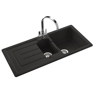 Rangemaster CAU10102MB/ Austell 1000500 1.5B Ceramic Black inc.Waste Tap, White Rangemaster CAU10102MB/ Austell 1000500 1.5B Ceramic Black inc.Waste Tap, White