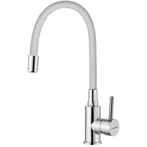 GRIFEMA GRIFERÍA DE COCINA-G4002-3 White Kitchen Sink Mixer Tap with Flexible Universal Swivel Spout Spout, Chrome GRIFEMA GRIFERÍA DE COCINA-G4002-3 White Kitchen Sink Mixer Tap with Flexible Universal Swivel Spout Spout, Chrome