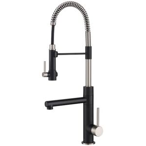 Kraus KPF-1603SFSMB Artec Pro 2-Function Commercial Style Pre-Rinse Kitchen Faucet with Pull-Down Spring Spout and Pot Filler, Spot Free Finish Stainless Steel/Matte Black, 24.75 Inch Kraus KPF-1603SFSMB Artec Pro 2-Function Commercial Style Pre-Rinse Kitchen Faucet with Pull-Down Spring Spout and Pot Filler, Spot Free Finish Stainless Steel/Matte Black, 24.75 Inch