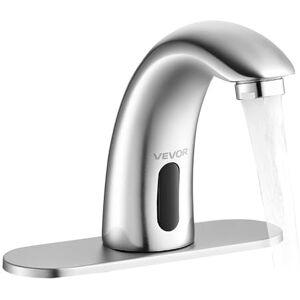 VEVOR Touchless Bathroom Sink Faucet, Automatic Motion Sensor Restroom Toilet Faucet with Hole Cover Plate, Battery Operated,Adjustable Temp for 9.5 mm Pipe Commercial Lavatory,Brushed Nickel Silver VEVOR Touchless Bathroom Sink Faucet, Automatic Motion Sensor Restroom Toilet Faucet with Hole Cover Plate, Battery Operated,Adjustable Temp for 9.5 mm Pipe Commercial Lavatory,Brushed Nickel Silver