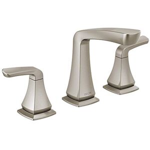 DELTA Faucet Vesna Widespread Bathroom Faucet Brushed Nickel, Bathroom Faucet 3 Hole, Drain Assembly, Worry-Free Drain Catch, SpotShield Brushed Nickel 35789LF-SP DELTA Faucet Vesna Widespread Bathroom Faucet Brushed Nickel, Bathroom Faucet 3 Hole, Drain Assembly, Worry-Free Drain Catch, SpotShield Brushed Nickel 35789LF-SP