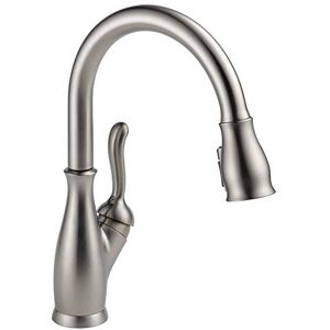 DELTA Leland Brushed Nickel Kitchen Faucet with Pull Down Sprayer, Traditional Single Hole Kitchen Sink Faucet, Single Handle, SpotShield Stainless 9178-SP-DST DELTA Leland Brushed Nickel Kitchen Faucet with Pull Down Sprayer, Traditional Single Hole Kitchen Sink Faucet, Single Handle, SpotShield Stainless 9178-SP-DST