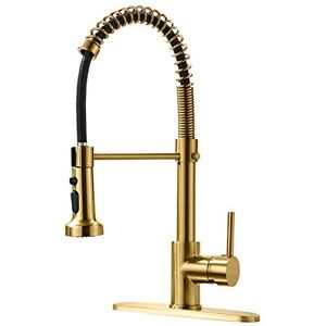 Aimadi Gold Kitchen Faucet with Pull Down Sprayer,Commercial Single Handle Brushed Gold Kitchen Sink Faucet with Deck Plate Aimadi Gold Kitchen Faucet with Pull Down Sprayer,Commercial Single Handle Brushed Gold Kitchen Sink Faucet with Deck Plate