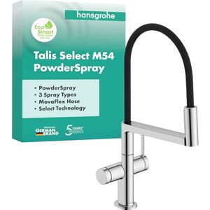 Hansgrohe Talis Select M54 PowderSpray kitchen tap with pull-out spray, SemiPro, 3 sprays, kitchen sink tap with spout height 210 mm, kitchen mixer tap with swivel spout, chrome, 72861000 Hansgrohe Talis Select M54 PowderSpray kitchen tap with pull-out spray, SemiPro, 3 sprays, kitchen sink tap with spout height 210 mm, kitchen mixer tap with swivel spout, chrome, 72861000