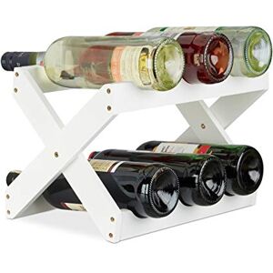 Relaxdays Bamboo Wine Rack, X Shape, 6 Bottles, Country House Style, Small, Folding Bottle Holder, HWD 22 x 36 x 20 cm, White Relaxdays Bamboo Wine Rack, X Shape, 6 Bottles, Country House Style, Small, Folding Bottle Holder, HWD 22 x 36 x 20 cm, White