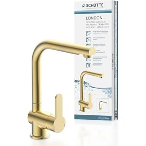 Schütte 79770 London Kitchen Faucet with Pull-Out Shower Head, 360 Degree Swivel Faucet for Kitchen, Mixer Tap with Single Lever Mixer Tap, Sink Fixture in Gold Schütte 79770 London Kitchen Faucet with Pull-Out Shower Head, 360 Degree Swivel Faucet for Kitchen, Mixer Tap with Single Lever Mixer Tap, Sink Fixture in Gold