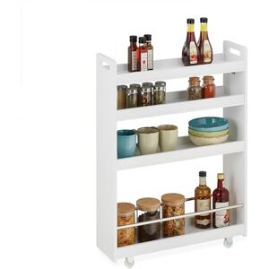 Relaxdays Niche Trolley, 4 Shelves, Narrow Storage Shelf, Kitchen & Bath, Mobile Cart, MDF, 83.5 x 18 x 59.5 cm, White Relaxdays Niche Trolley, 4 Shelves, Narrow Storage Shelf, Kitchen & Bath, Mobile Cart, MDF, 83.5 x 18 x 59.5 cm, White