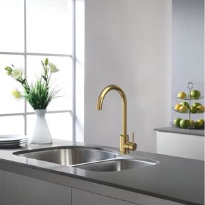 Keenware KKT-444 Kilburn Contemporary Monobloc Kitchen Mixer Tap: Brushed Brass Keenware KKT-444 Kilburn Contemporary Monobloc Kitchen Mixer Tap: Brushed Brass