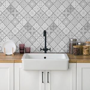 CREARREDA Kitchen Sign, Splashproof, Easy to Apply, Tin Tile Pattern, 260 x 60 cm, 100% Made in Italy, PVC, Fireproof and Water Resistant, for Sinks CREARREDA Kitchen Sign, Splashproof, Easy to Apply, Tin Tile Pattern, 260 x 60 cm, 100% Made in Italy, PVC, Fireproof and Water Resistant, for Sinks