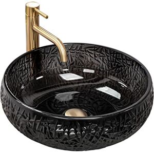 Rea -U6660 Bathroom Sink Made of Glass Ice Black-black--U6660, Black, Transparent Rea -U6660 Bathroom Sink Made of Glass Ice Black-black--U6660, Black, Transparent