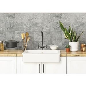 CREARREDA Kitchen Sign, Kitchen Sign, Easy to Apply, Grey Tile Pattern, 260 x 60 cm, 100% Made in Italy, PVC, Fireproof and Water Resistant, for Sinks CREARREDA Kitchen Sign, Kitchen Sign, Easy to Apply, Grey Tile Pattern, 260 x 60 cm, 100% Made in Italy, PVC, Fireproof and Water Resistant, for Sinks