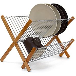 Relaxdays CROSS Bamboo And Chromed Steel Draining Rack: 27 x 38 x 29 cm Drying Rack Folding Dish Drainer For Plates, Cups, Glasses, Natural, Brown/Silver Relaxdays CROSS Bamboo And Chromed Steel Draining Rack: 27 x 38 x 29 cm Drying Rack Folding Dish Drainer For Plates, Cups, Glasses, Natural, Brown/Silver