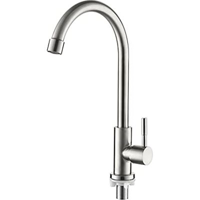 Ibergrif Kitchen Tap, 304 Stainless Steel Single Lever Cold Water Tap, 360° Swivel Spout, Anti-Splash Single Outlet Sink Faucet, Indoor Kitchen, Garden & Outdoor Use – M18703 Ibergrif Kitchen Tap, 304 Stainless Steel Single Lever Cold Water Tap, 360° Swivel Spout, Anti-Splash Single Outlet Sink Faucet, Indoor Kitchen, Garden & Outdoor Use – M18703