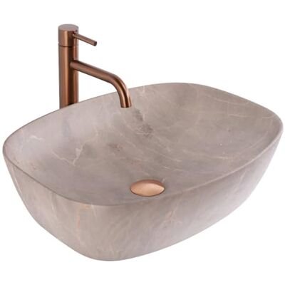 Rea Bathroom Sink Made of Ceramic Freja Beige Beige -U6647 Rea Bathroom Sink Made of Ceramic Freja Beige Beige -U6647
