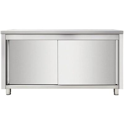 Stalwart Commercial Worktop Floor Cupboard Sliding Doors Stainless Steel Width 1600mm Depth 600mm DA-VTC166SL Stalwart Commercial Worktop Floor Cupboard Sliding Doors Stainless Steel Width 1600mm Depth 600mm DA-VTC166SL