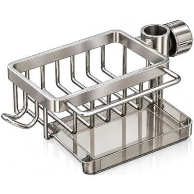 Sovtay Sink Organizer Rack, Faucet Drainer Basket, Hanging Faucet Drain Rack with Drip Tray Stainless Steel Detachable Sink Faucet, Faucet Rack for Brushes, Scrubbers & Cleaning Tools (Gray-Left) Sovtay Sink Organizer Rack, Faucet Drainer Basket, Hanging Faucet Drain Rack with Drip Tray Stainless Steel Detachable Sink Faucet, Faucet Rack for Brushes, Scrubbers & Cleaning Tools (Gray-Left)