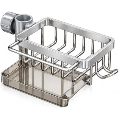 Sovtay Sink Organizer Rack, Faucet Drainer Basket, Hanging Faucet Drain Rack with Drip Tray Stainless Steel Detachable Sink Faucet, Faucet Rack for Brushes, Scrubbers & Cleaning Tools (Silver-Right) Sovtay Sink Organizer Rack, Faucet Drainer Basket, Hanging Faucet Drain Rack with Drip Tray Stainless Steel Detachable Sink Faucet, Faucet Rack for Brushes, Scrubbers & Cleaning Tools (Silver-Right)