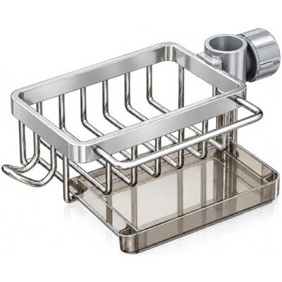 Sovtay Sink Organizer Rack, Faucet Drainer Basket, Hanging Faucet Drain Rack with Drip Tray Stainless Steel Detachable Sink Faucet, Faucet Rack for Brushes, Scrubbers & Cleaning Tools (Silver-Left) Sovtay Sink Organizer Rack, Faucet Drainer Basket, Hanging Faucet Drain Rack with Drip Tray Stainless Steel Detachable Sink Faucet, Faucet Rack for Brushes, Scrubbers & Cleaning Tools (Silver-Left)