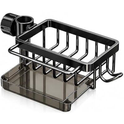 Sovtay Sink Organizer Rack, Faucet Drainer Basket, Hanging Faucet Drain Rack with Drip Tray Stainless Steel Detachable Sink Faucet, Faucet Rack for Brushes, Scrubbers & Cleaning Tools (Black-Right) Sovtay Sink Organizer Rack, Faucet Drainer Basket, Hanging Faucet Drain Rack with Drip Tray Stainless Steel Detachable Sink Faucet, Faucet Rack for Brushes, Scrubbers & Cleaning Tools (Black-Right)