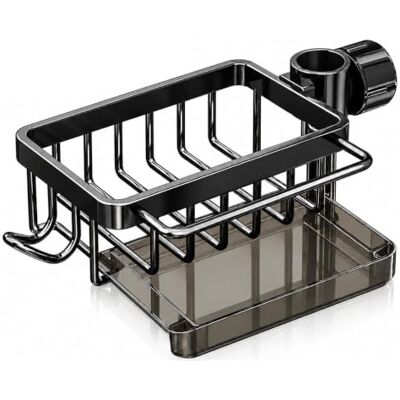 Sovtay Sink Organizer Rack, Faucet Drainer Basket, Hanging Faucet Drain Rack with Drip Tray Stainless Steel Detachable Sink Faucet, Faucet Rack for Brushes, Scrubbers & Cleaning Tools (Black-Left) Sovtay Sink Organizer Rack, Faucet Drainer Basket, Hanging Faucet Drain Rack with Drip Tray Stainless Steel Detachable Sink Faucet, Faucet Rack for Brushes, Scrubbers & Cleaning Tools (Black-Left)