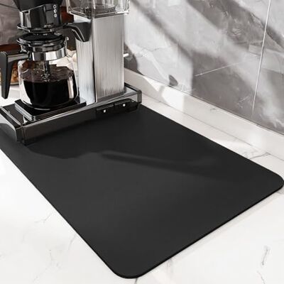 SOQKEEN Large Dish Drying Mat 60 x 40 cm, Black Kitchen Worktop Protector Large Coverage, Fast Absorbing, Non-Slip Rubber Base, Ideal Under Dish Racks & Sinks, Protects Worktops, Easy Care SOQKEEN Large Dish Drying Mat 60 x 40 cm, Black Kitchen Worktop Protector Large Coverage, Fast Absorbing, Non-Slip Rubber Base, Ideal Under Dish Racks & Sinks, Protects Worktops, Easy Care