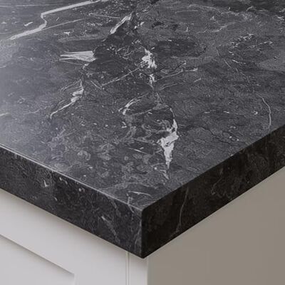 Bushboard Plus Marquina Marble Postformed Laminate Kitchen Worktop 3000mm x 600mm x 38mm, durable laminate surface, scratch resistant, moisture resistant finish, easy to clean, ideal for all kitchens Bushboard Plus Marquina Marble Postformed Laminate Kitchen Worktop 3000mm x 600mm x 38mm, durable laminate surface, scratch resistant, moisture resistant finish, easy to clean, ideal for all kitchens