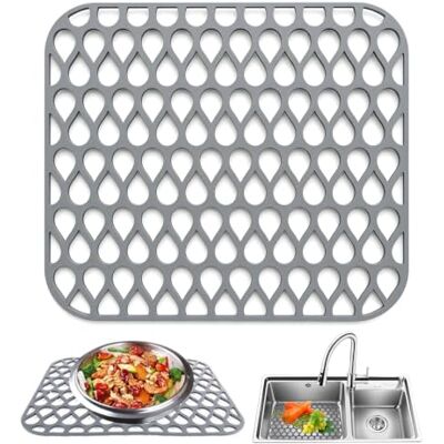 Merzio Silicone Sink Protector Mat, Anti-Slip Kitchen Sink Mat with Raised Feet, Heat Resistant Dish Drying Mat Counter Protector for Stainless Steel and Ceramic Sinks Draining Sink Drainer Mat(Grey) Merzio Silicone Sink Protector Mat, Anti-Slip Kitchen Sink Mat with Raised Feet, Heat Resistant Dish Drying Mat Counter Protector for Stainless Steel and Ceramic Sinks Draining Sink Drainer Mat(Grey)