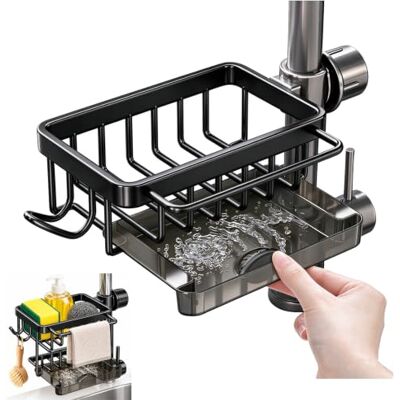 Sovtay Adjustable Faucet Storage & Drain Rack,Faucet Drainer Basket (Black/Left) Hanging Faucet Drain Rack With Drip Tray, Kitchen Sink Organizer Around Faucet, For Kitchen And Bathroom, Gray Right Sovtay Adjustable Faucet Storage & Drain Rack,Faucet Drainer Basket (Black/Left) Hanging Faucet Drain Rack With Drip Tray, Kitchen Sink Organizer Around Faucet, For Kitchen And Bathroom, Gray Right