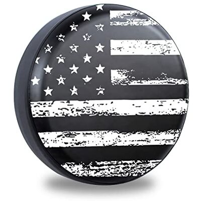 Jusen Black White Vintage American Flag Spare Tire Cover Protectors Weatherproof Dust-Proof for Fit for Jeep Wrangler RV, SUV, Truck Travel Trailer,Waterproof Tires 14" 15" 16" 17" 18'' Jusen Black White Vintage American Flag Spare Tire Cover Protectors Weatherproof Dust-Proof for Fit for Jeep Wrangler RV, SUV, Truck Travel Trailer,Waterproof Tires 14" 15" 16" 17" 18''
