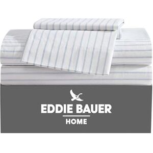 Eddie Bauer Twin Sheets, Cotton Percale Bedding Set, Crisp & Cool Home Decor (Essential Stripe White, Twin) Eddie Bauer Twin Sheets, Cotton Percale Bedding Set, Crisp & Cool Home Decor (Essential Stripe White, Twin)