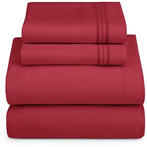 Hearth & Harbor RV Short Queen Size Sheets 4 Piece Bed Sheet Set, Hotel Luxury Double Brushed Bed Sheets Extra Soft Bedding Sheets & Pillowcases, Short Queen, Burgundy Hearth & Harbor RV Short Queen Size Sheets 4 Piece Bed Sheet Set, Hotel Luxury Double Brushed Bed Sheets Extra Soft Bedding Sheets & Pillowcases, Short Queen, Burgundy