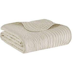 Madison Park Luxe Quilted Throw Blanket - Cotton Filled, Cream, 60x72, Soft Madison Park Luxe Quilted Throw Blanket - Cotton Filled, Cream, 60x72, Soft