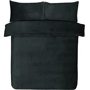 Sleepdown Waffle Fleece Thermal Warm Cosy Super Soft Duvet Cover Quilt Bedding Set with Pillow Cases Double (200cm x 200cm) Black Sleepdown Waffle Fleece Thermal Warm Cosy Super Soft Duvet Cover Quilt Bedding Set with Pillow Cases Double (200cm x 200cm) Black