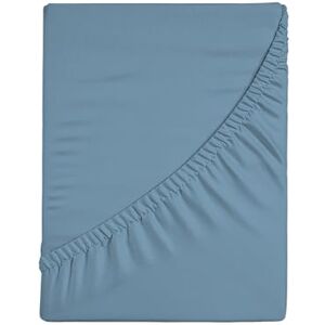 hermet Fitted Bottom Sheet for Double Bed, Plain Dyed Fitted Bottom Sheet, 4 Sides, 100% Cotton Jersey, 170/180 x 190/200 cm, Avio hermet Fitted Bottom Sheet for Double Bed, Plain Dyed Fitted Bottom Sheet, 4 Sides, 100% Cotton Jersey, 170/180 x 190/200 cm, Avio