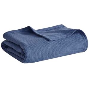 Madison Park Navy Twin Cotton Blanket - Blanket Madison Park Navy Twin Cotton Blanket - Blanket