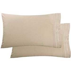 Elegant Comfort Luxury Ultra-Soft 2-Piece Pillowcase Set 1500 Thread Count Egyptian Quality Microfiber Double Brushed 100% Hypoallergenic Wrinkle Resistant, Standard Size, Cream/Tan Elegant Comfort Luxury Ultra-Soft 2-Piece Pillowcase Set 1500 Thread Count Egyptian Quality Microfiber Double Brushed 100% Hypoallergenic Wrinkle Resistant, Standard Size, Cream/Tan