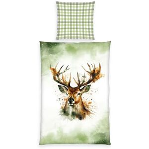 Herding Home Edition Flannel Bed Linen Deer Pillowcase Approx. 80 x 80 cm Duvet Cover Approx. 135 x 200 cm with Button Placket, 100% Cotton/Flannel Herding Home Edition Flannel Bed Linen Deer Pillowcase Approx. 80 x 80 cm Duvet Cover Approx. 135 x 200 cm with Button Placket, 100% Cotton/Flannel