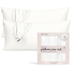 Kitsch 100% Satin Pillowcase with Zipper, Softer Than Silk Pillowcase for Hair & Skin, Cooling Pillow case, Satin Pillow Case Cover (King (2 Pack), Ivory) Kitsch 100% Satin Pillowcase with Zipper, Softer Than Silk Pillowcase for Hair & Skin, Cooling Pillow case, Satin Pillow Case Cover (King (2 Pack), Ivory)