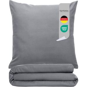 Komfortec Premium Super Soft Bed Linen 2-Piece 155 x 220 cm Duvet Cover + 80 x 80 cm Pillowcases Brushed 100% Microfibre Grey Komfortec Premium Super Soft Bed Linen 2-Piece 155 x 220 cm Duvet Cover + 80 x 80 cm Pillowcases Brushed 100% Microfibre Grey